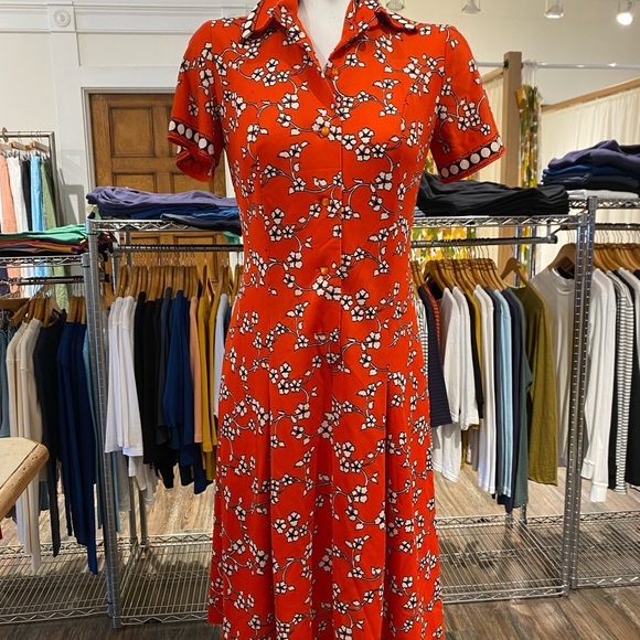 Vtg floral short sleeve shirt dress - Picture 1 of 3